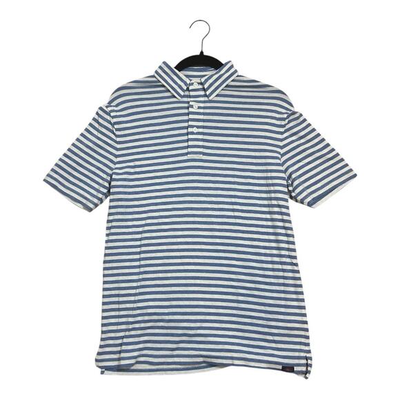 Faherty Men's Cloud Cotton Blue Stripe Short Sleeve Polo Shirt Size Small - Picture 1 of 9